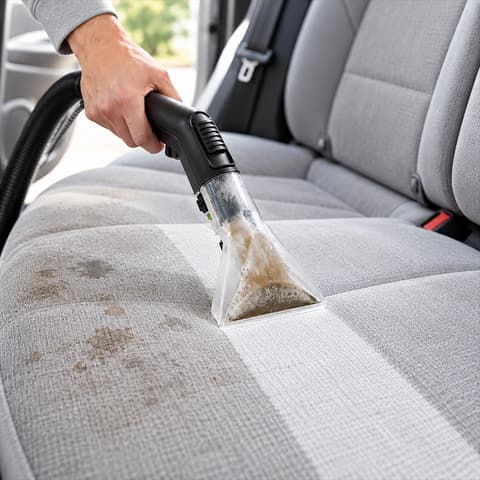 Illustration: deep-cleaning fabric car seats on site